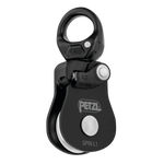 Black and silver Petzl pulley