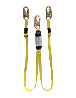 
            
                Load image into Gallery viewer, 6&amp;#39; Twin Leg adjustable lanyard with zorber and 3 snap hooks
            
        